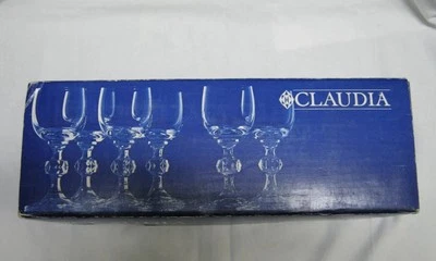 6 Bohemia Claudia Crystal Liqueur 4.25” Cordial Glasses. Never Used! With Box