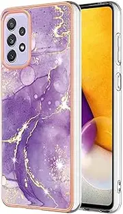 [Monwutong] Slim Case for Samsung Galaxy A73 5G, Shiny IMD Marble Pattern Fashion Case for Girls,Screen and Camera Protection Cover for Galaxy A73 5G,YBDD Purple
