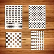 2Pcs Checkerboard Stencils Square Shape Stencils and 2Pcs Harlequin Stencils Diamonds Stencils Reusable Mylar Plastic Templates for Painting on Wall Wood Cabinet Pillows Card Home Decor