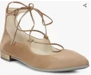 ECCO Shape Pointy Ballerina Lace Up Camel Brown Beige Suede 10.5 MSRP 175$
