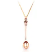 Mini Crown Spoon Necklace Pendant Charm Festival Cutlery Royal Tea - Rose Gold