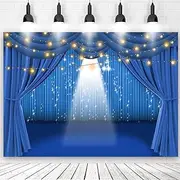 7x5ft Blue Curtain Photography Backdrop for Newborn Wedding Anniversary Party Spotlight on Shining Stars Show Photoshoot Background Photo Studio Props …