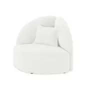 Mahsa Single Seater Kids Boucle Fabric Sofa with Pillow - Cream White Cream White