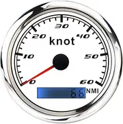 PMGMZPGPMA Universal Speedometer 12V/24V Odometer 85mm 60 Knot LCD Hourmeter Tachometer Backlight for Marine Car Motorcycle Automobile Tachometer(White)