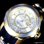 Invicta Pro Diver Scuba GMT Silver Tone Dial 18kt Gold Plated 49mm Watch New