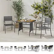 Outdoor Dining Set Poly Rattan Patio Dinner Set Black/Grey 3/5 Piece vidaXL