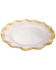 Alice Pazkus Set of Four 12in Chargers With Scalloped Gold Rim NoSize