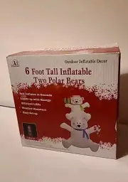 6 Foot Tall Inflatable Two Polar Bears Seasonal Visions International Christmas