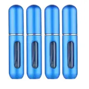 4 x Blue Refillable Perfume Atomiser 5ml Spray Pump Portable Bottles -Travel