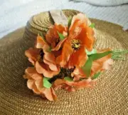 Vintage SILK FLOWERS Milinery COSMOS LIGHT ORANGE Bunch 6 - Doll Hats