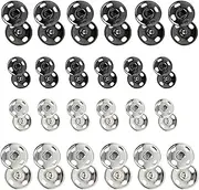120 Sets Sew-on Snap Buttons, 8 mm & 10 mm Metal Snaps Fasteners Spring Press Studs Buttons for Sewing Clothing, Black & Silver