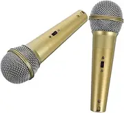 2pcs Simulation Microphone Model Microphone Studio Decor Fake Mic Costume Props Cosplay Props Costume Plastic Golden