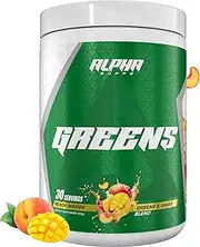 Alpha Supps - Alpha Greens | Over 40 Plant Based Ingredients | Prebiotic, Probiotic Blend | Peach Mango Flavor - 30 Servings (Peach Mango)