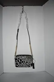 Michael Kors Logo Semi Lux Animal Print MEDIUM Camera Crossbody #32T2GJ6M2U NWT