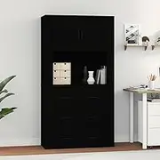 Generic Highboard Black Engineered Wood,3185384