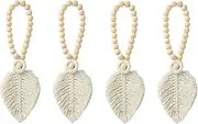 Boho Woven Curtain Ties 4Pcs Curtain Tiebacks Holder Leaf Macrame Art Braided Window Decor
