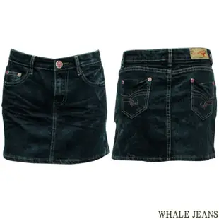 WHALE JEANS 潮流時尚抓皺牛仔短裙-111600