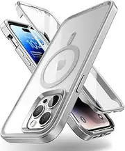 SUPCASE Unicorn Beetle Edge Mag Case for iPhone 14 Pro Max 6.7", Compatible with MagSafe Slim Frame Clear Protective Case with Built-in Screen Protector (Silver)