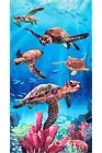 Turtles Under Water 30x60 Cotton Velour Beach Towel