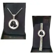 Set Of 2 Cocker Spaniel Dog Silver Colour Bracelet And Necklace And Gift Boxes