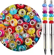 Large Hole Beads for Bracelet Jewelry Making Bulk,100pcs 15mm European Beads for Pens,Spacer Charm Lampwork Murano Glass Crystal Beads for Crafts Stakes Decoration