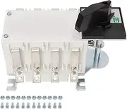 Manual Dual Power Transfer Switch 4P Flame Retardant Double Throw Disconnecting Switch Safe Reliable for Home Office Buildings Public Places PC Material Silver 400V 50Hz IP65 (32a)