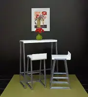 white BAR + 2 STOOLS SET dining room KITCHEN diorama FURNITURE 1/6 for BARBIE