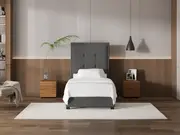 My Style Framed Headboard & Slimline Base - King Single / Gunmetal / Drawer Base