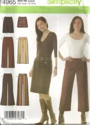 SIMPLICITY 4965 MISSES' SIZE 4-10 PANTS & SKIRTS IN TWO LENGTHS SEWING PATTERN