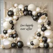 Black And White Balloon Arch Kit, Double Stuffed White And Black Balloons Gar...