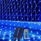 Solar LED String Fairy Net Lights Curtain Mesh Light Easter Outdoor Garden Decor