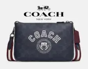 Coach Everett Crossbody In Signature Canvas With Varsity Motif