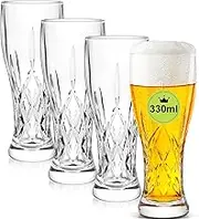 AXIM Beer Glasses Set, Crystal Craft Beer Pint Glass, Pilsner Beer Mug,Bar Glassware Drinking Glasses for Home Kitchen Entertainment (4 Pcs/330ml)