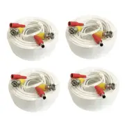 4 x 100 Ft Video Power BNC RCA Cable For CCTV Security Cameras - White