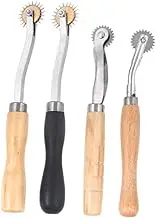 SHINEOFI Leather and Fabric Cutting Tool Set 4pcs Serrate Tracing Wheel Spacing Wheel Smooth Lightweight