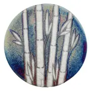 Raku Pottery Coaster - Bamboo Stalks - by Jeremy Diller - 4.25" Round Trivet