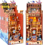 DIY Book Nook Kit for Adults Decor Small Pirate Family Miature House DIY Kit for