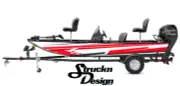 Boat Wrap Red White Vinyl Graphic Decal Kit Fishing Abstract Stripes Graffiti