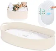Trendy Baby Changing Basket -Unisex Baby Moses Basket Set of 3 Piece,Waterproof Pad Cover, Caddy Diaper Organizer - Boho - Moses - Nursery Decor - Bassinet Changing Table Topper