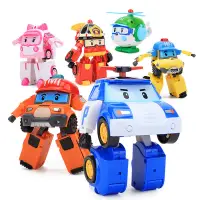 在飛比找蝦皮購物優惠-機器人汽車Poli變壓器拉回機器人兒童汽車玩具兒童玩具火車嬰
