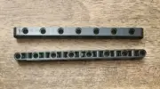 LEGO Black Technic, Liftarm, Modified Perpendicular Holes Thick 1 x 15. QTY 2