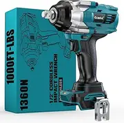 [Ecarke] 1400 Nm Cordless Impact Wrench, Compatible with Ma-kita 18 V Lithium, Brushless 1/2 Inch Impact Wrench with LED Light for Wheel Nuts, Scaffolding & Car Maintenance (Without Battery & Charger)