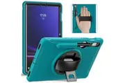 Samsung Galaxy TAB S9 /S9 FE /S10 FE /S8 /S7 Hand Strap Case, With S-Pen Holder Rotating Kickstand Case Shockproof Cover (Blue)