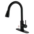 Matte Black Non-Touch Kitchen Faucet, Motion Sensor Kitchen Faucet with Pull ...