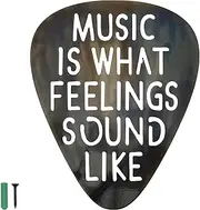 FwQoFvk Metal Guitar Pick Wall Decor Art, 12inch Unique Guitar Pick Wall Decoration, Featuring Music Is What Feelings Sound Like Easy Setup for Studios Music Room Living Rooms