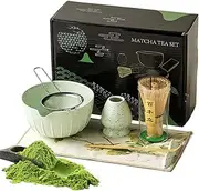 Matcha Whisk Set, Traditional Matcha Tea Matcha Set Japanese Whisk Set, Starter Kit with Sifter, Scoop, Matcha Bowl, Whisk Holder for Matcha Making
