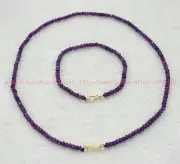 2x4mm Faceted Purple Amethyst Gems Bead Necklace Bracelet 18/7.5"