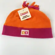 Dunkin Donuts Fleece Beanie Pink Orange One Size America Runs On Dunkin 2014 NWT