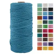 3mm x 109Yards Macrame Cord Thick Natural Cotton Macrame Rope, 4 Peacock Blue
