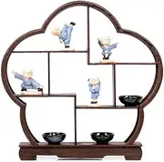 Chicken Wing Wood Antique Shelf Small Solid Wood Ornaments Storage Tea Set Rack Duobao Pavilion Purple Clay teapot Display Rack Storage Rack,A
